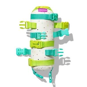 LOVEVERY Baby Sensory Montessori Buckle Toy, White with Teal Straps - 12M / 18M